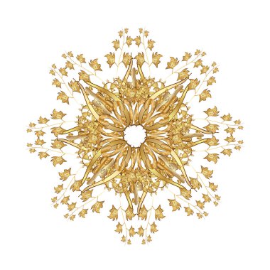 Kar Tanesi simgesi, beyaz arkaplanda altın sarısı ile izole edilmiş