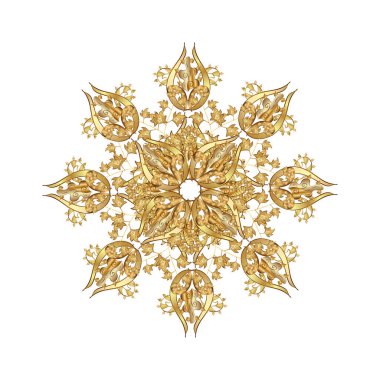 Kar Tanesi simgesi, beyaz arkaplanda altın sarısı ile izole edilmiş