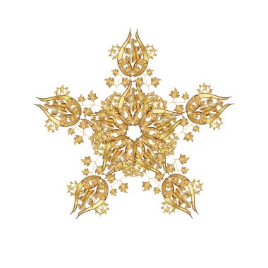 Kar Tanesi simgesi, beyaz arkaplanda altın sarısı ile izole edilmiş