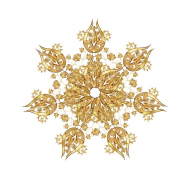 Kar Tanesi simgesi, beyaz arkaplanda altın sarısı ile izole edilmiş