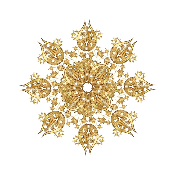 Піктограма Сніжинки Ізольована Білому Тлі Золотими — стоковий вектор