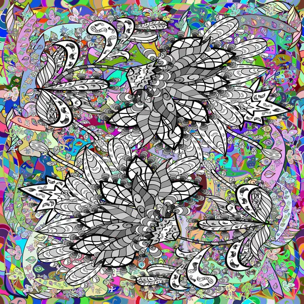 Karalamalarda Pürüzsüz Desen Beyaz Taç Yapraklarıyla Renklendirilmiş Arkaplan — Stok Vektör
