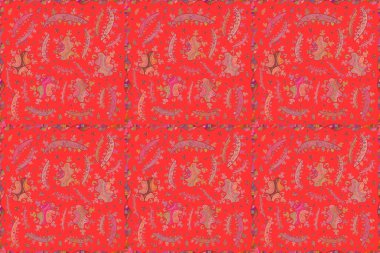 Renkli arkaplanda ilginç karalamalar olan kusursuz desen. Pano. Raster illüstrasyonu.