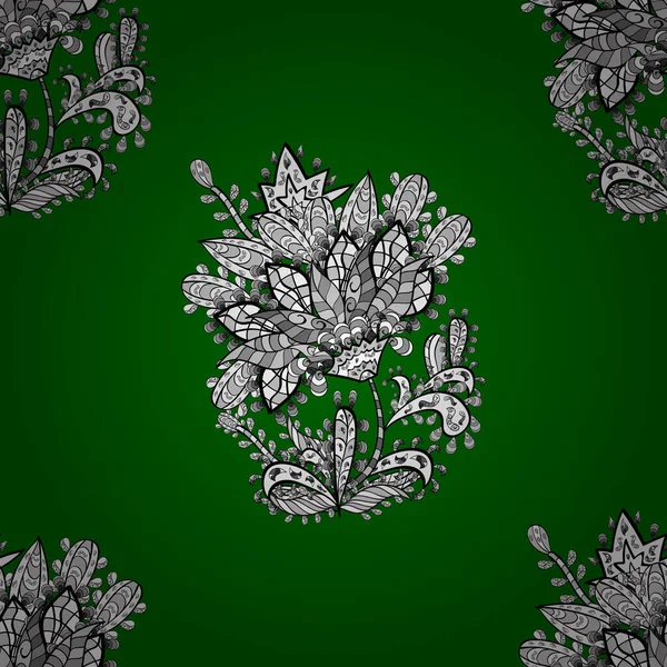 Patrón Sin Costuras Con Elementos Garabatos Florales Blancos Ilustración Vectorial — Archivo Imágenes Vectoriales
