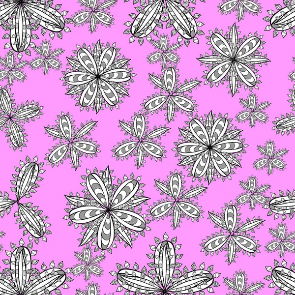 Seamless Pattern White Doodles Flowers Colorful Background Vector Illustration — Stock Vector