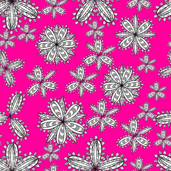 Seamless Pattern White Doodles Flowers Colorful Background Vector Illustration — Stock Vector