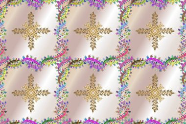 Klasik gradyan altın elementlere sahip kusursuz pano. Raster illüstrasyonu. Çift desen.