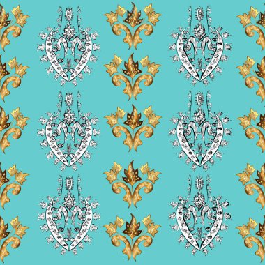 Renkli arkaplanda ilginç karalamalar olan kusursuz desen. Raster illüstrasyonu.