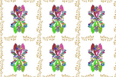 Renkli arkaplanda ilginç karalamalar olan kusursuz desen. Pano. Raster illüstrasyonu.