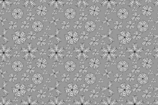 Patrón floral raster inconsútil pano con flores de garabatos blancos —  Fotos de Stock