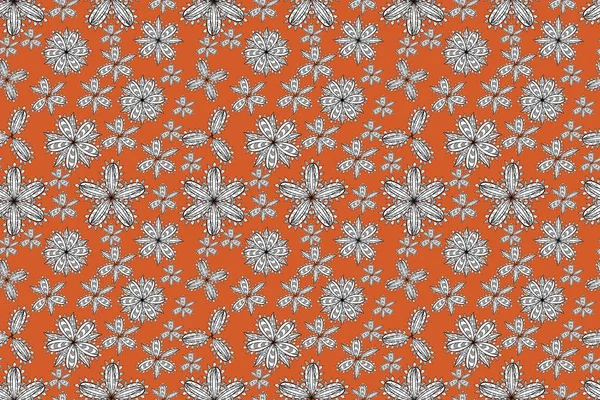 Pano seamless raster floral pattern with white doodles flowers — Stock Photo, Image