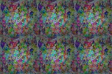 Renkli arkaplanda ilginç karalamalar olan kusursuz desen. Pano. Raster illüstrasyonu.