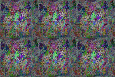 Renkli arkaplanda ilginç karalamalar olan kusursuz desen. Pano. Raster illüstrasyonu.