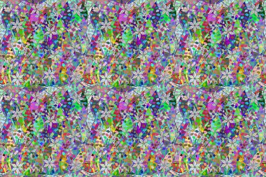 Renkli arkaplanda ilginç karalamalar olan kusursuz desen. Pano. Raster illüstrasyonu.