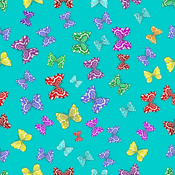 Seamless Pattern Interesting Doodles Colorfil Background Raster Illustration Butterflies — Stock Photo, Image