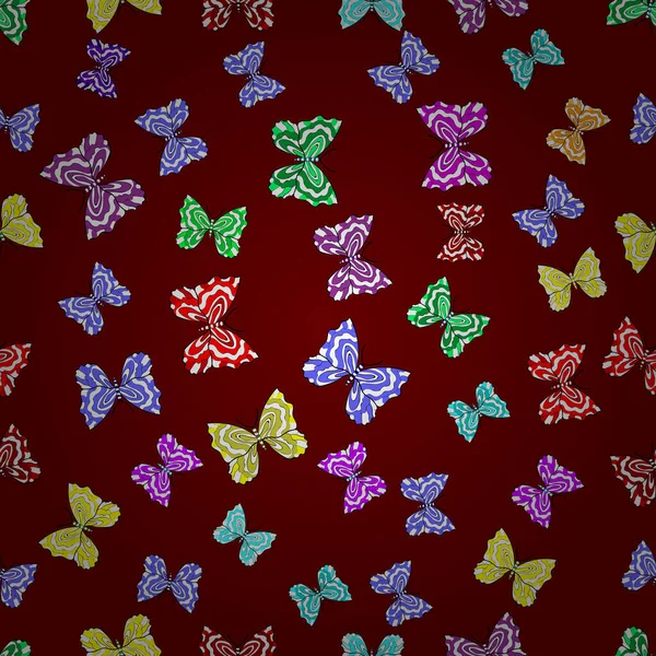 Seamless Pattern Interesting Doodles Colorfil Background Vector Illustration Butterflies — Stock Vector