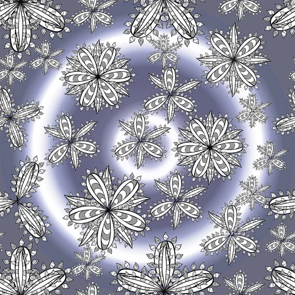 Naadloos Patroon Met Witte Doodles Bloemen Kleurrijke Achtergrond Raster Beeld — Stockfoto