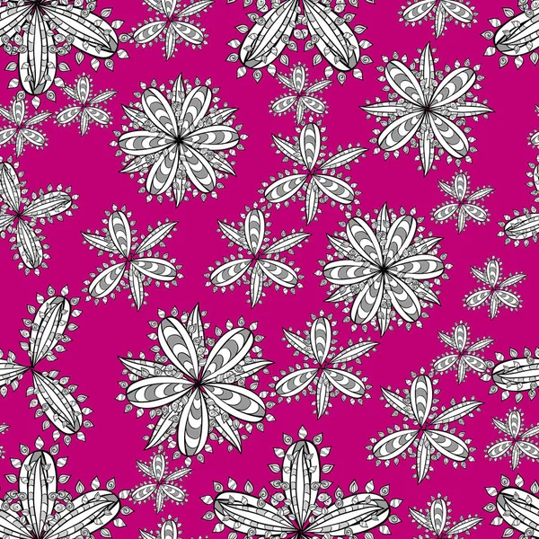 Seamless Pattern White Doodles Flowers Colorful Background Raster Picture — Stock Photo, Image
