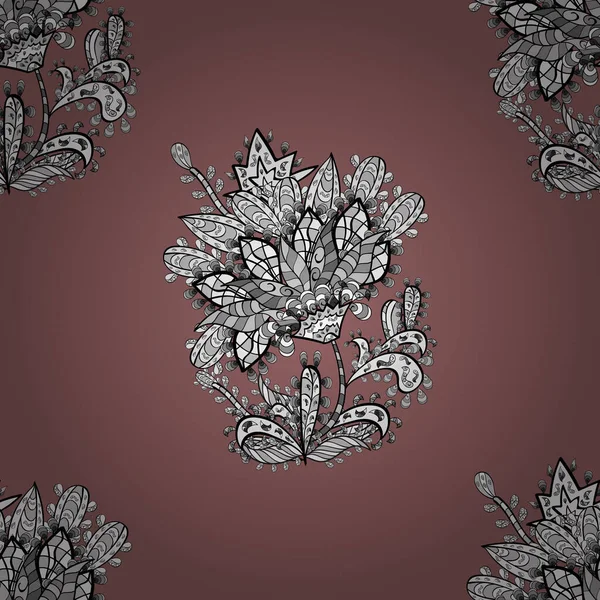Безшовний Візерунок Білими Елементами Квіткових Каракулів Векторне Ігнорування — стоковий вектор