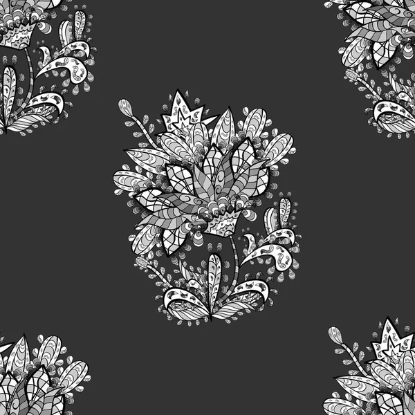 Απρόσκοπτη Μοτίβο Λευκό Floral Doodles Στοιχεία Εικονογράφηση Διανύσματος — Διανυσματικό Αρχείο