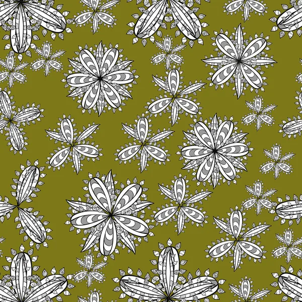 Seamless Pattern White Doodles Flowers Colorful Background Raster Picture — Stock Photo, Image