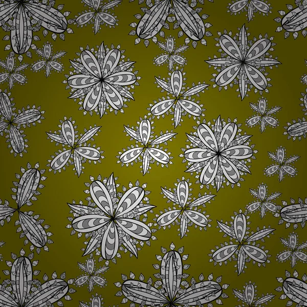 Motif sans couture avec des fleurs blanches gribouillis sur fond coloré — Image vectorielle