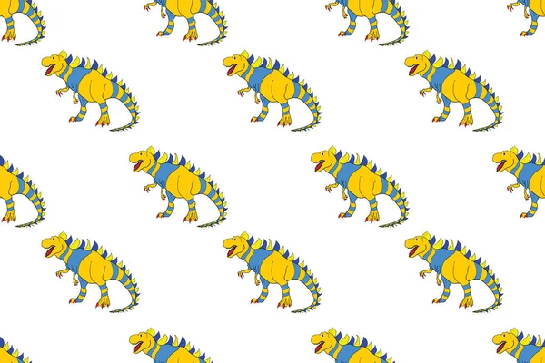 Geometrische Naadloze Patroon Met Dinosaurussen Gekleurde Hagedis Achtige Dinosaurussen Voor — Stockfoto