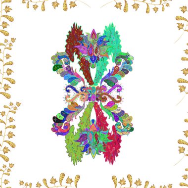 Renkli arkaplanda ilginç karalamalar olan kusursuz desen. Raster illüstrasyonu.