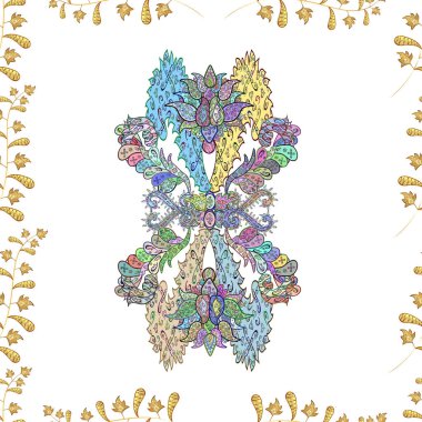 Renkli arkaplanda ilginç karalamalar olan kusursuz desen. Vektör illüstrasyonu.