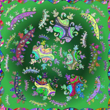 Kusursuz desen. Mavi, yeşil ve mor renklerde. Suluboya resim. Vektör illüstrasyonu.