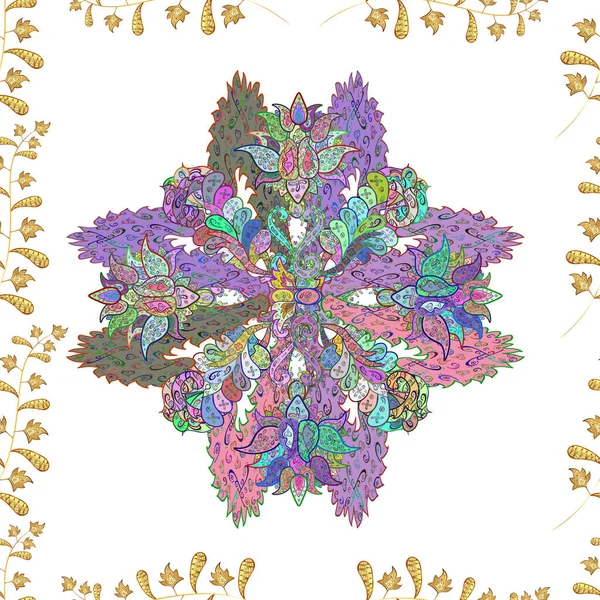 Renkli arkaplanda ilginç karalamalar olan kusursuz desen. Raster illüstrasyonu.