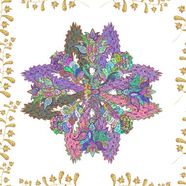 Renkli arkaplanda ilginç karalamalar olan kusursuz desen. Vektör illüstrasyonu.