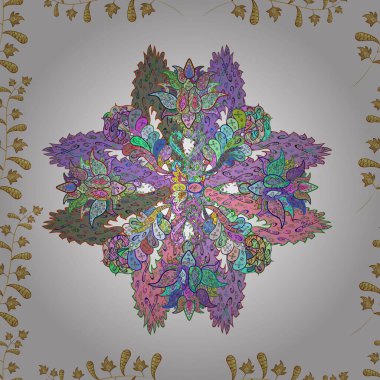 Renkli arkaplanda ilginç karalamalar olan kusursuz desen. Vektör illüstrasyonu.