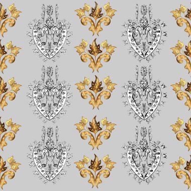 Renkli arkaplanda ilginç karalamalar olan kusursuz desen. Raster illüstrasyonu.