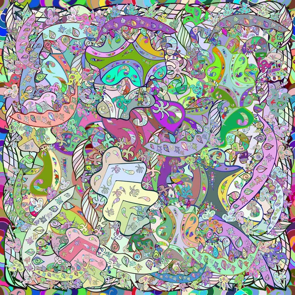 Płynny Wzór Ciekawymi Bazgrołami Tle Kolorfilu Raster Ilustracja — Zdjęcie stockowe