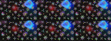 Raster çiçek desenli çiçek deseni, yapraklar, dekoratif elementler, sıçrama, lekeler, el çizimi kontur çizgileri ve Doodle çizim stili, grafik raster çizim çizimi.