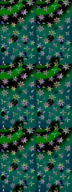 Küçük yeşil ve mavi renkte güzel bir besin torbası deseni, çiçekler. Millefleur 'lar. Tekstil, kumaş, kapaklar, duvar kağıtları, baskı, paket, koleksiyon defteri, örgü, dekupaj için çiçek arkaplanı..