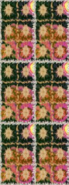 Çiçek deseni. Duvar kâğıdı barok, İspanyol kumaşı. Kusursuz raster arka plan. Kahverengi ve bej renklerde altın elementler. Şekil grafik deseni.