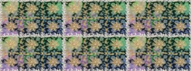 Süslü dantel iz sürücü. Çiçekli süslemeli, pürüzsüz bir desen. Doğu tarzında klasik tasarım öğesi. Gri renkli geleneksel Arapça dekor. Duvar kağıdı için altın süslü illüstrasyon.