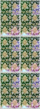 Raster illüstrasyonu. Tarafsız ve yeşil renklerde Kraliyet retro 'su. Altın şablon. Klasik çiçek dokusu. Kart, duvar kağıdı, ambalaj ve tekstil için klasik tasarım. Kusursuz desenli altın elementler.