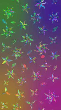 Tekstil, kumaş, ambalaj, hatıra defteri için hoş bir çiçek arkaplanı. Mor ve yeşil arka planda. Çocuksu tasarım. Elle çizilmiş karalama çiçekleri ile Raster çizim deseni.