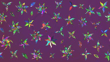 Hediye ambalaj kağıdı, tebrik kartları, posterler ve pankart tasarımı. Raster düz çiçek çizim deseni. Mor ve yeşil renkte çiçekler.