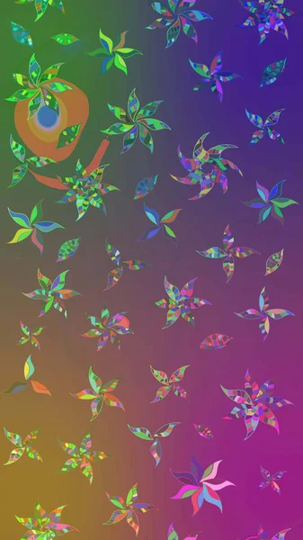 Mor ve yeşil renkte etnik çiçeklerle süslenmiş zarif bir eskiz şekli. Asya Tekstil 'inde Raster Çiçek İllüstrasyonu.