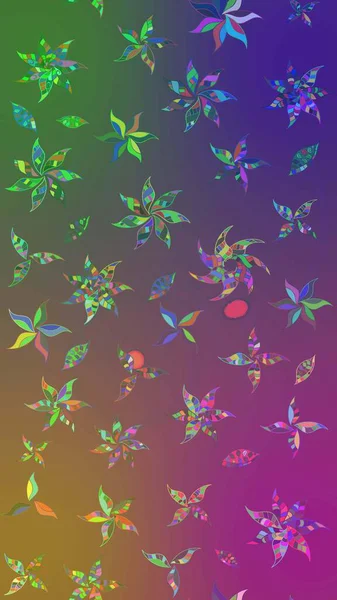 Tekstil, kumaş, ambalaj, hatıra defteri için hoş bir çiçek arkaplanı. Mor ve yeşil arka planda. Çocuksu tasarım. Elle çizilmiş karalama çiçekleri ile Raster çizim deseni.