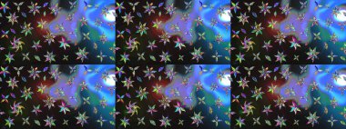 Gri ve mavi renkli etnik çiçekli zarif eskiz deseni. Raster Çiçek İllüstrasyonu güzel tekstil..