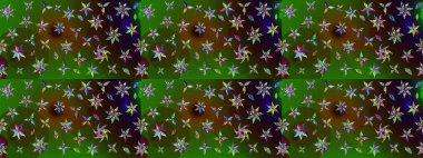 Çizim çiçek deseni duvar kâğıdı olarak kullanılabilir. Yeşil ve kahverengi renkli çiçekler. Raster illüstrasyonu.