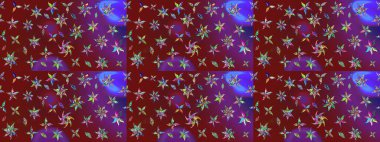 Küçük çiçekteki sevimli çiçek deseni. Kırmızı ve mor renkte çiçekler.