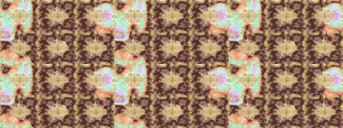 Raster geleneksel altın eskiz deseni kahverengi renklerde. Barok tarzında eskiz doğulu süsü..