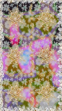 Kart, duvar kağıdı, ambalaj ve tekstil için klasik tasarım. Tarafsız renklerde Royal retro. Kusursuz desenli altın elementler. Klasik çiçek dokusu. Raster illüstrasyonu. Altın şablon.