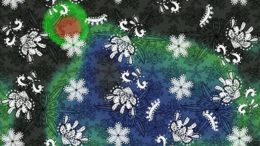 Renkli süs kenarı. Çiçek duvar kağıdı. Çizim kalıbı. Raster illüstrasyonu. Hint süsü. Gri ve mavi renklerde.